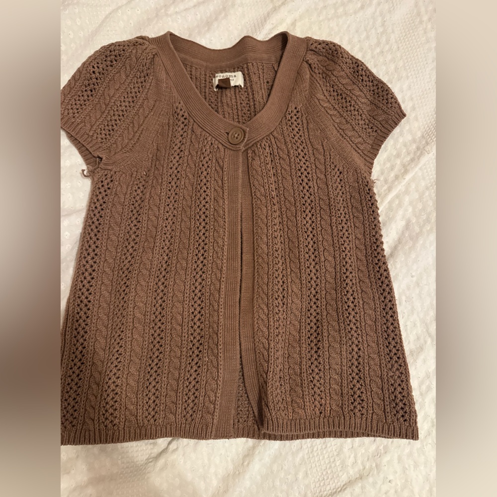 Brown Knit Cardigan Vest